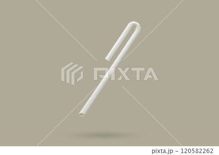 Biodegradable eco friendly white paper drinking straw mockup isolated on gray background 120582262