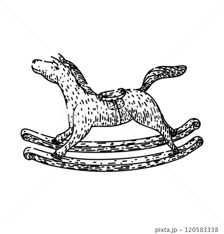 handcrafted rocking horse sketch hand drawn vector 120583338