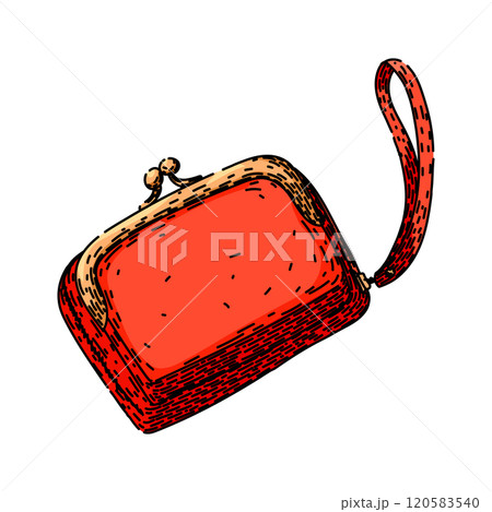 antique wallet sketch hand drawn vector 120583540