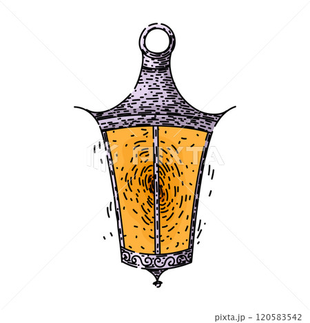 oil vintage lantern sketch hand drawn vector oil vintage lantern sketch hand drawn vector 120583542