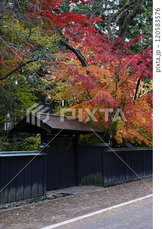 秋田県仙北市角館の美しい武家屋敷の紅葉 120583576