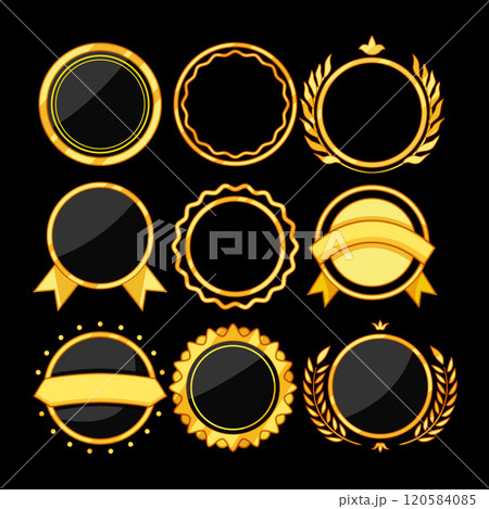badge golden luxury set cartoon vector illustration badge golden luxury set cartoon vector illustration 120584085