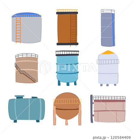 oil tank storage set cartoon vector illustration oil tank storage set cartoon vector illustration 120584409