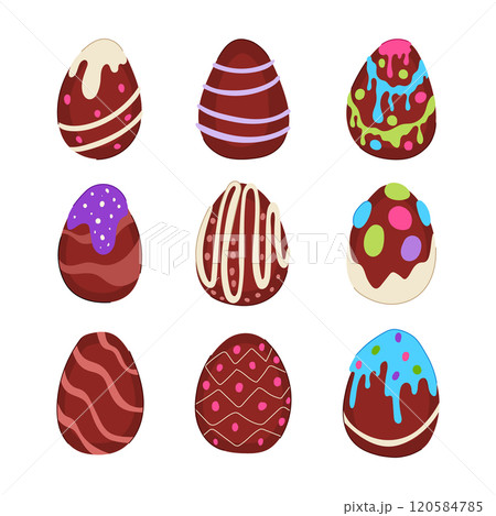 chocolate egg set cartoon vector illustration 120584785