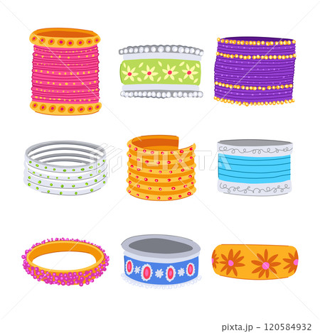 bracelet churi indian set cartoon vector illustration bracelet churi indian set cartoon vector illustration 120584932