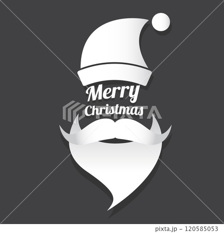 Santa Claus with beard vector illustration isolated on grey background. Christmas hipster poster for party or greeting card. Santa Hipster Claus. Vector merry christmas art design background. 120585053