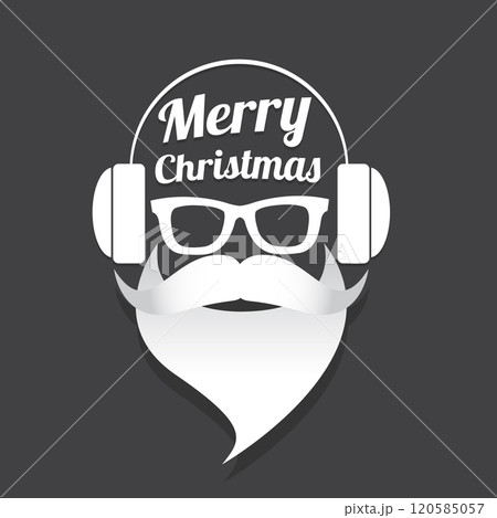 Santa Claus with beard vector illustration isolated on grey background. Christmas hipster poster for party or greeting card. Santa Hipster Claus. Vector merry christmas art design background. 120585057