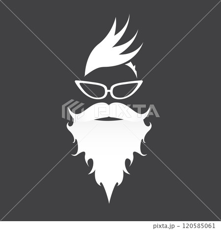 Santa Claus with beard vector illustration isolated on grey background. Christmas hipster poster for party or greeting card. Santa Hipster Claus. Vector merry christmas art design background. 120585061