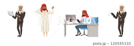 Arab Business Man Character in National Clothes Vector Set 120585310