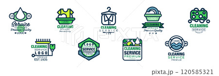 Cleaning Service Premium Quality Logo and Label Design Vector Set 120585321