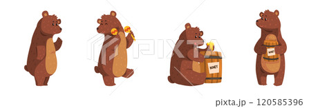 Funny Bear Woodland Character Engaged in Different Activity Vector Set 120585396