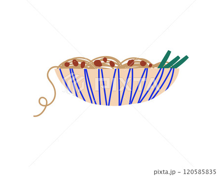 Ceramic Bowl of Noodles Soup, Chinese or Japanese Food, Ramen Noodles Vector Illustration Ceramic Bowl of Noodles Soup, Chinese or Japanese Food, Ramen Noodles Vector Illustration 120585835