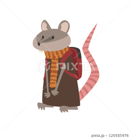 Rat Traveling With Backpack, , Cute Humanized Rodent Animal Cartoon Character Vector Illustration 120585976