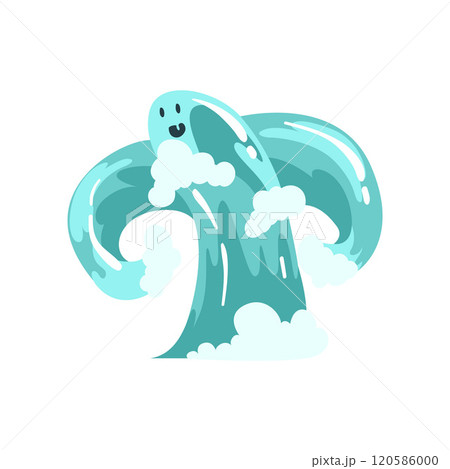 Water Monster Cartoon Character, Fantasy Elemental Creature Vector Illustration 120586000