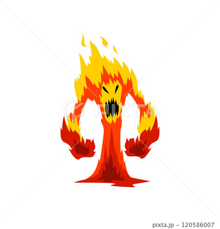 Furious Fire Monster, Fantasy Mystic Creature Cartoon Character Vector Illustration Furious Fire Monster, Fantasy Mystic Creature Cartoon Character Vector Illustration 120586007