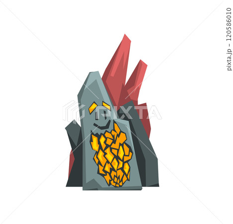 Fire Stone Monster, Fantasy Mystic Creature Cartoon Character Vector Illustration Fire Stone Monster, Fantasy Mystic Creature Cartoon Character Vector Illustration 120586010
