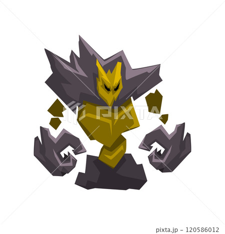 Stone Golem Monster, Fantasy Mystic Creature Cartoon Character Vector Illustration Stone Golem Monster, Fantasy Mystic Creature Cartoon Character Vector Illustration 120586012