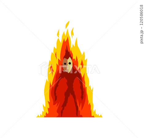Flaming Fire Devil, Fantasy Mystic Creature Cartoon Character Vector Illustration Flaming Fire Devil, Fantasy Mystic Creature Cartoon Character Vector Illustration 120586018