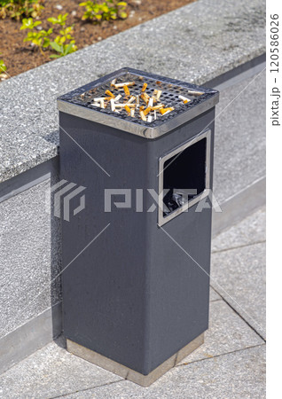 Cigarette Ashtray in Park Cigarette Ashtray in Park 120586026