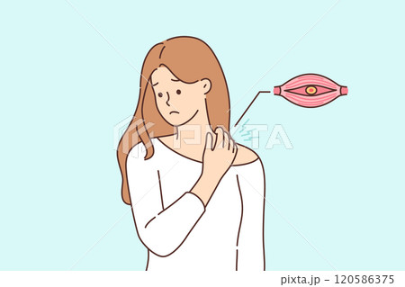 Woman experienced neck pain after nerve was pinched between vertebrae caused by uncomfortable pillow Woman experienced neck pain after nerve was pinched between vertebrae caused by uncomfortable pillow 120586375
