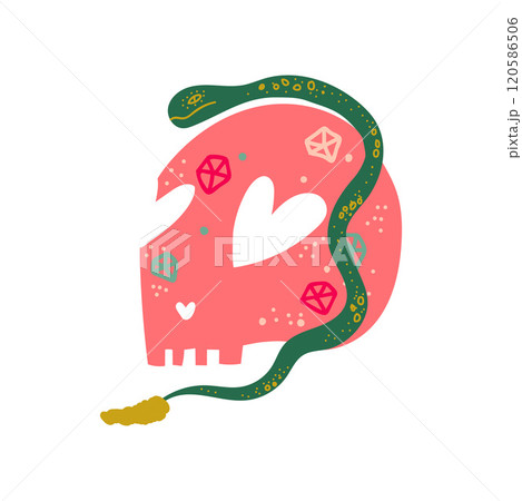 Human Skull and Snake, Magic Object, Witchcraft Attribute Vector Illustration 120586506