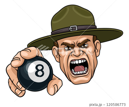 Drill Instructor Sergeant Billiards Pool Mascot 120586773