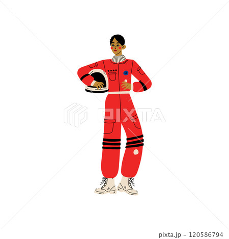 African American Woman Astronaut, Space woman Character in Spacesuit Vector Illustration 120586794