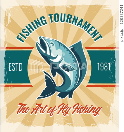 Retro trout poster 120587241