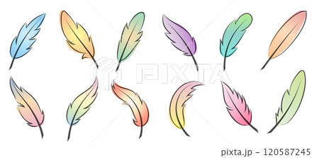 Outline feather icon set 120587245