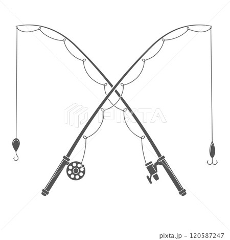 Monochrome fishing rods with hook 120587247
