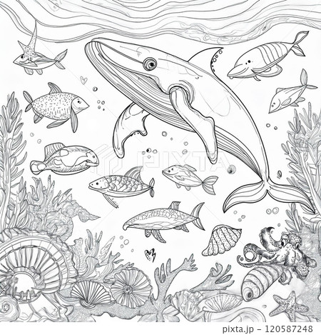 Coloring pages for kids about the underwater world 120587248