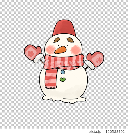 可愛い雪だるまのイラスト_スノーマン_冬の遊び【背景なし】 可愛い雪だるまのイラスト_スノーマン_冬の遊び【背景なし】 120588592