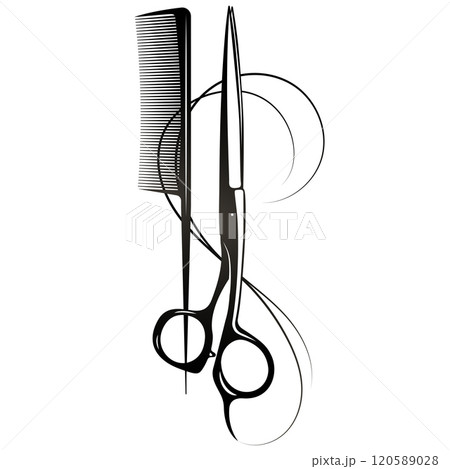 Scissors and comb silhouette for beauty salon and stylist 120589028