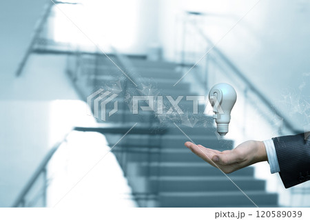 Hand showing light bulb with question mark . Hand showing light bulb with question mark . 120589039