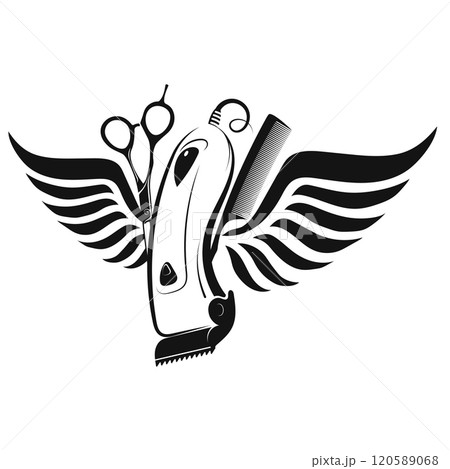 Scissors comb and electric clipper with wings 120589068