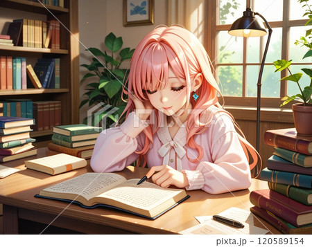本を読む女子学生 本を読む女子学生 120589154