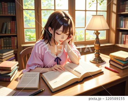 本を読む女子学生 120589155