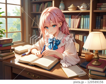 本を読む女子学生 120589156