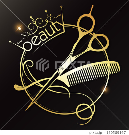 Scissors comb with curl hair and crown 120589167