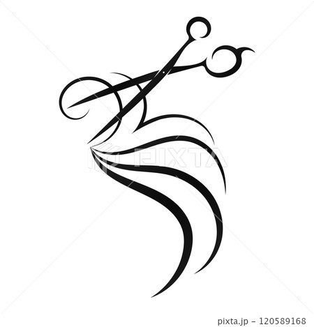 Scissors cut a beautiful lock of hair design 120589168