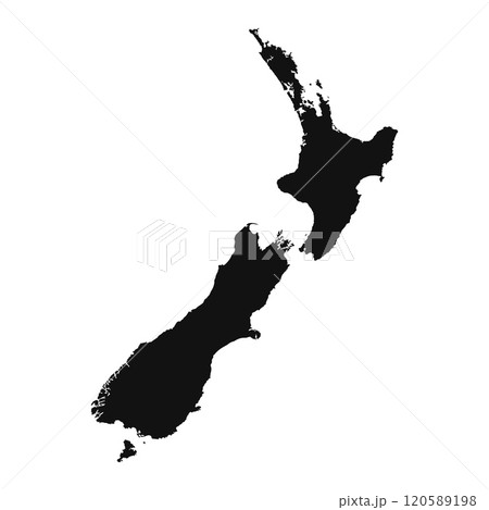 Black New Zealand map on white background. Icon map of Australia. Vector illustration Black New Zealand map on white background. Icon map of Australia. Vector illustration 120589198