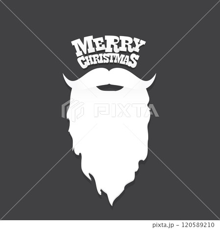 Santa Claus with beard vector illustration isolated on grey background. Christmas hipster poster for party or greeting card. Santa Hipster Claus. Vector merry christmas art design background. 120589210