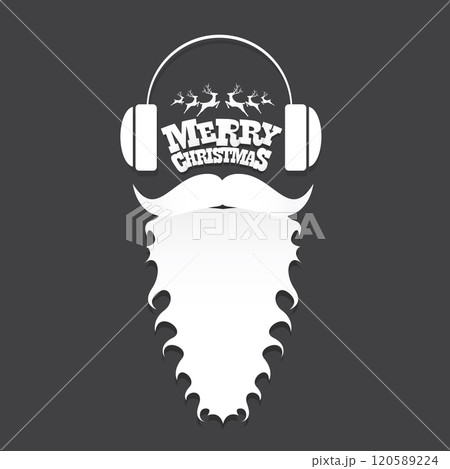 Santa Claus with beard vector illustration isolated on grey background. Christmas hipster poster for party or greeting card. Santa Hipster Claus. Vector merry christmas art design background. Santa Claus with beard vector illustration isolated on grey background. Christmas hipster poster for party or greeting card. Santa Hipster Claus. Vector merry christmas art design background. 120589224