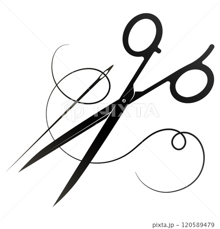 Scissors needle and thread symbol sewing and pattern Scissors needle and thread symbol sewing and pattern 120589479