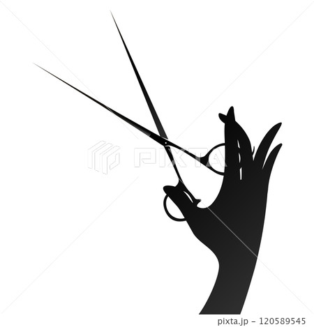 Scissors stylist in hand silhouette Scissors stylist in hand silhouette 120589545