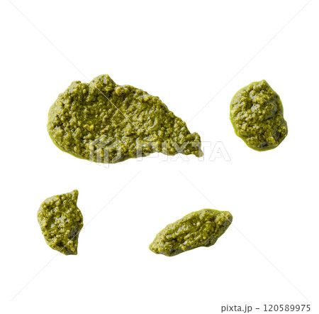 splashes of pesto sauce or blob isolated on white background. splashes of pesto sauce or blob isolated on white background. 120589975