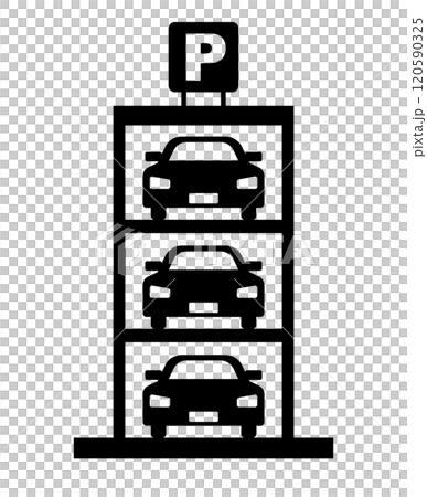 Mechanical multi-storey car park silhouette 120590325
