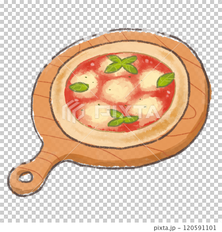 木盤上瑪格麗特披薩的插圖 120591101