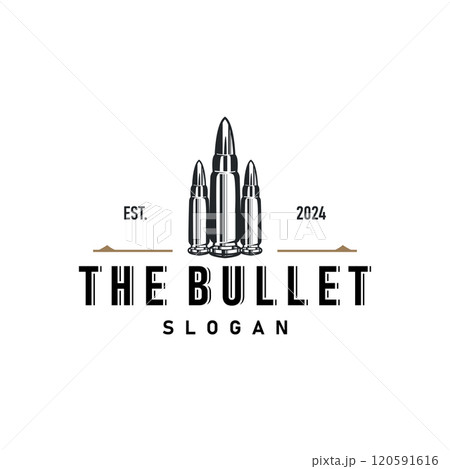 simple vintage retro design ammunition bullet logo template illustration 120591616