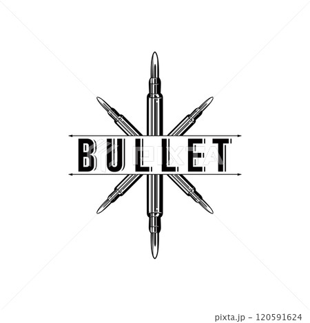 simple vintage retro design ammunition bullet logo template illustration 120591624